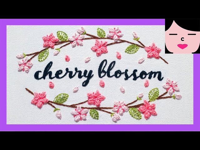 open chain stitch _ cherry blossom hand embroidery
