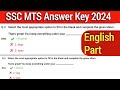 SSC MTS Answer Key 2024 || ENGLISH MCQ || ssc mts and Havildar Paper English Part