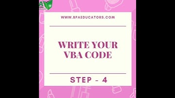 VBA programming in excel