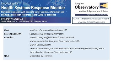Webinar introducing the COVID-19 Health System Response Monitor (HSRM)