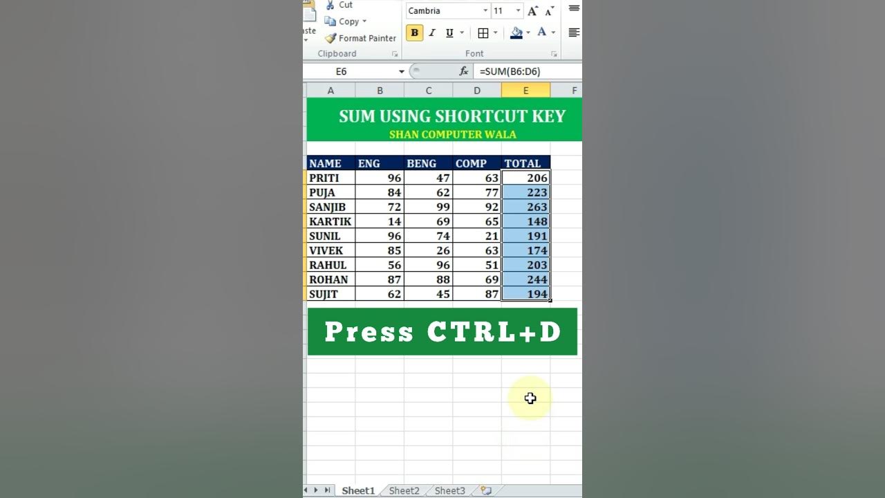 sum-shortcut-key-in-excel-how-to-autosum-in-excel-shorts