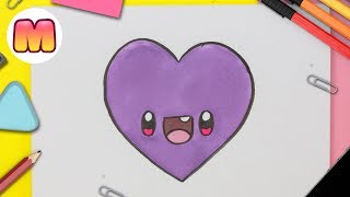 HOW TO DRAW A KAWAII HEART EASILY 💜
