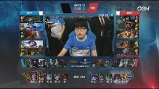 SKT (Faker Cassiopeia) VS MVP (ADD Jarvan) Game 2 Highlights -  2017 LCK Summer W3D2