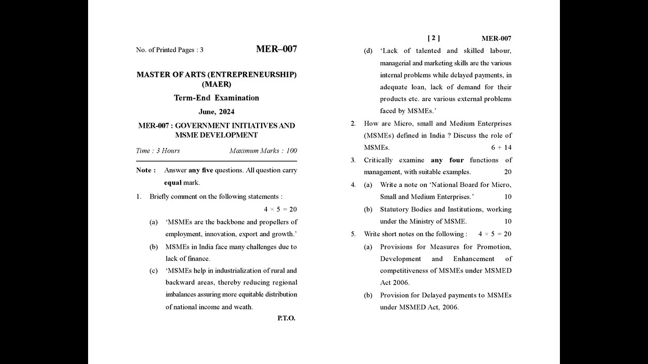 MER - 007  June 2024 Question Paper