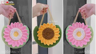 Móc Túi Hoa Hướng Dương 3D  Hoa Liền Túi Fom Cực Xinh | Crochet 3D Sunflower Bag | Mimi Handmade