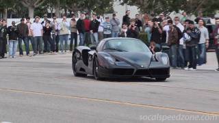 Career Overview Black Ferrari ENZO leaving Cars and Coffee