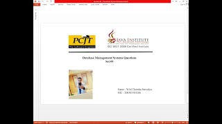 Question Set 09 | Database Management System | Java Institute