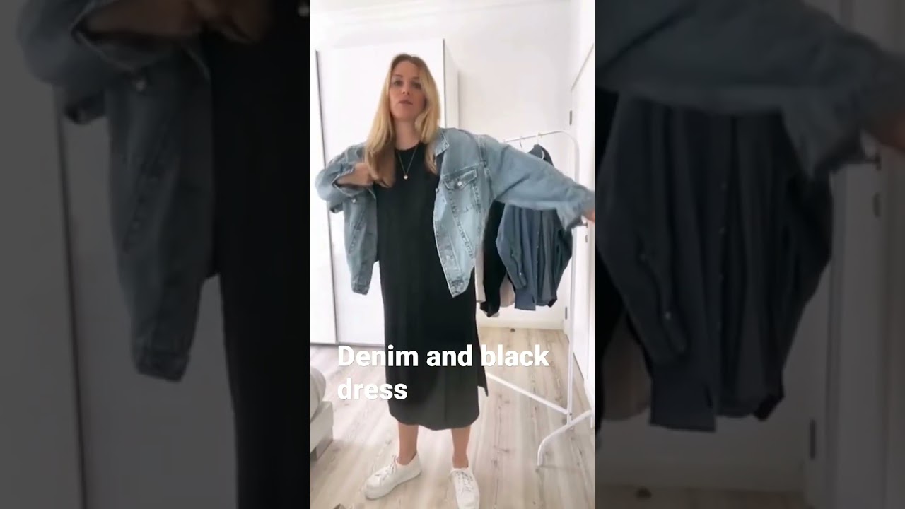 How to style a oversize black dress with a denim jacket #short - YouTube How to style a oversize black dress with a denim jacket #short - YouTube