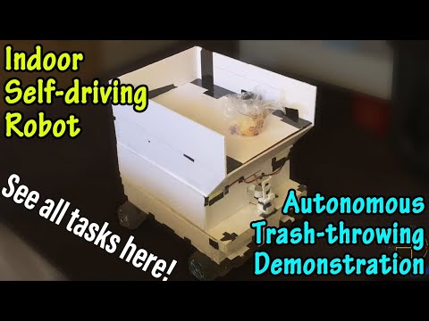 Autonomous Trash-throwing Demonstration [Indoor Self-driving Robot]