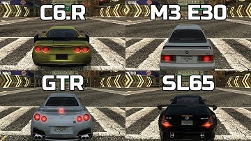 Chevrolet Corvette C6.R vs BMW M3 E30 vs Nissan GTR vs Mercedes-Benz SL65 AMG - NFS MW Redux V3