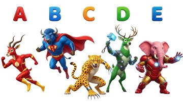 ABC Colorful Safari Animals Transform to Superhero | Animal ABC Song | Little Bunny Learns
