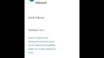 PEARSON EDEXCEL AS Further Mathematics PAPER 24 2023 MARK SCHEME (8FM0/24: Further Statistics 2)