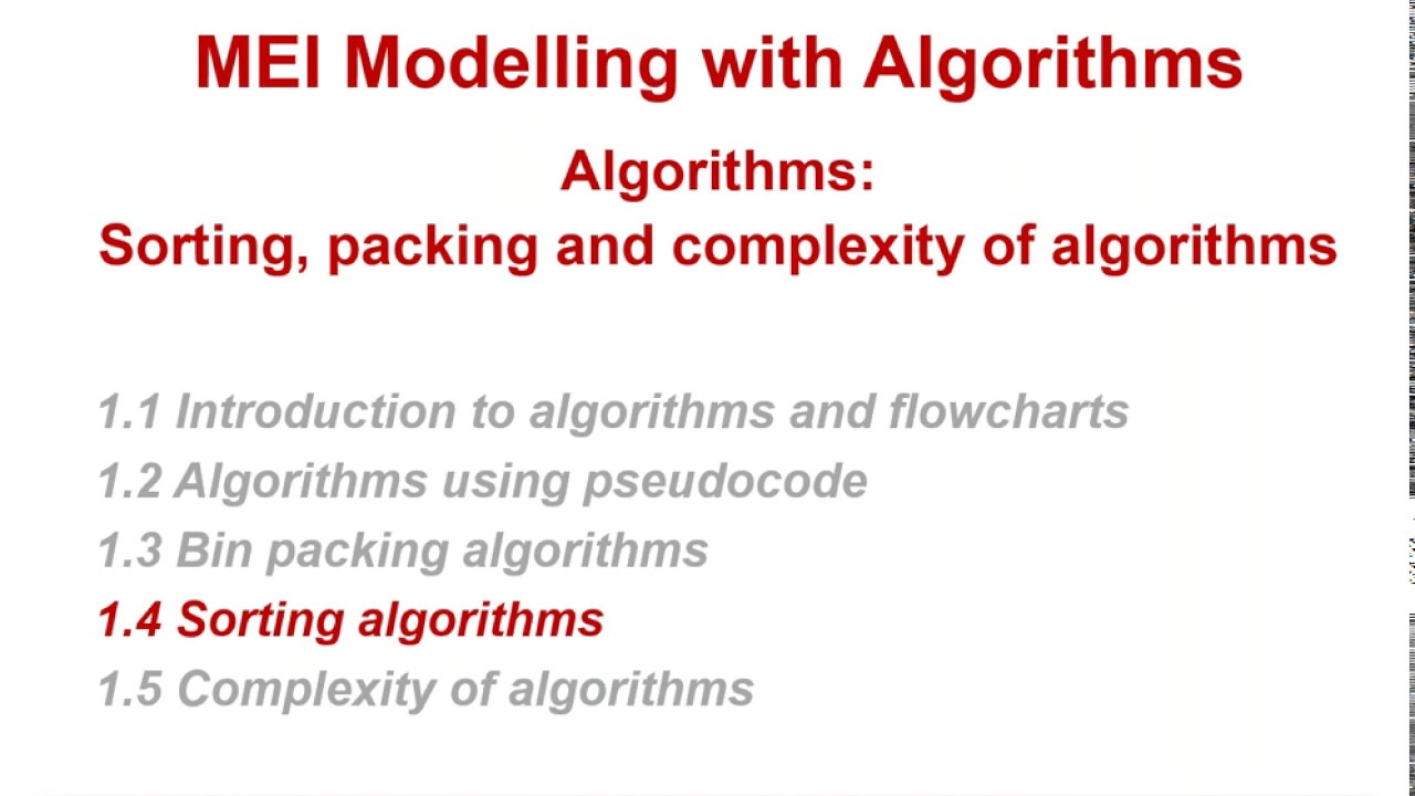 MEI Modelling with Algorithms: Algorithms 1-4 - YouTube