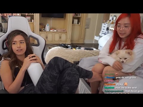 Pokimane Try's To Hide Her Feet Between Lily's Legs