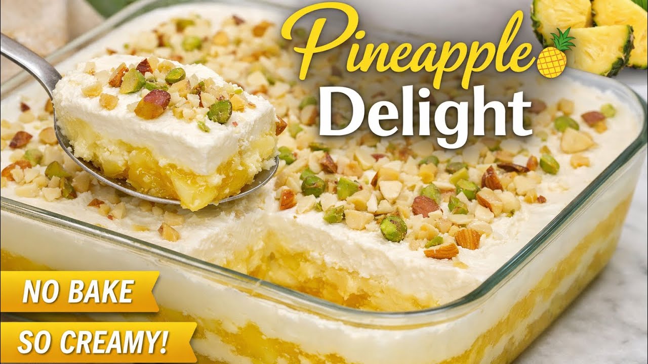🔥 You Won’t Believe This No-Bake Pineapple Delight! 🍍 Creamiest Custard Dessert Ever! 