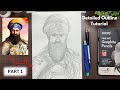 How to draw baba banda singh bahadur ji part 1  outline tutorial lstep by step l grid method l