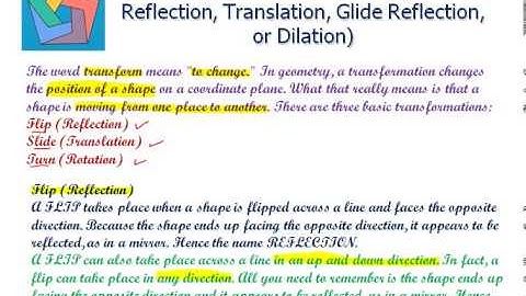 Identifying the Transformation (Rotation, Reflection, Translation, Glide Reflection, or Dilation)