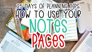 25 Days Of Planner Tips Day 4 Ideas On How To Use Your Notes Pages