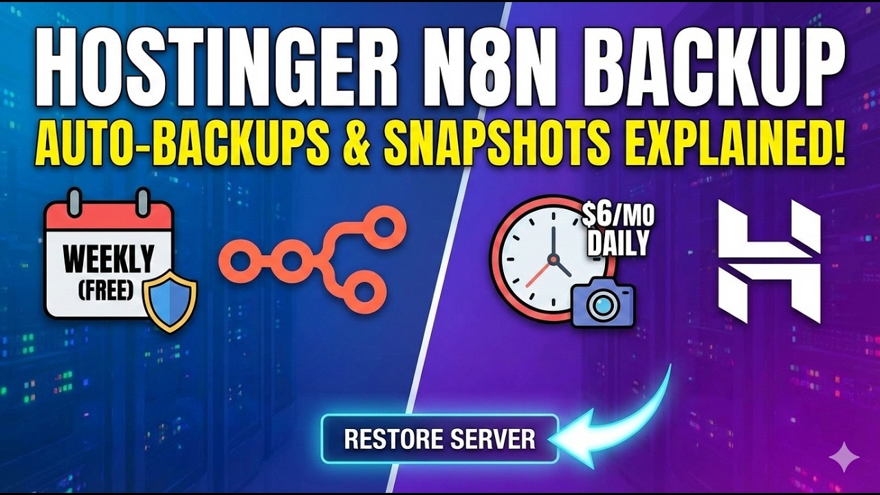 Hostinger n8n backup tutorial showing VPS backup interface