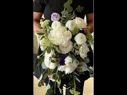 Wedding Time! White, purple and lavender flowers.