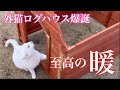 【後編】外猫ハウスを断熱で囲い極暖のログハウスに改造します。