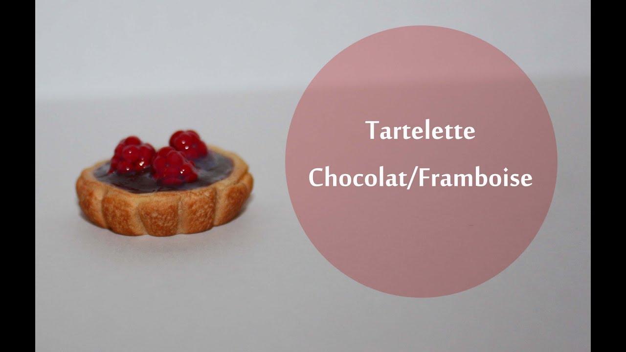 Tartelette Chocolat Framboise / chocolate raspberry tart in polymer clay