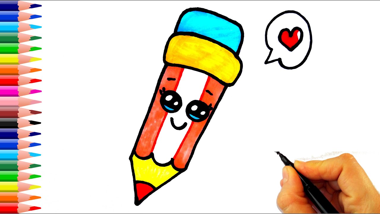 Sevimli Kalem Nasıl Çizilir? - How To Draw a Cute Pencil Kawaii - YouTube