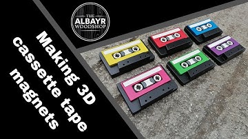 Making 3D cassette tape fridge magnets on the scroll saw from reclaimed wood!