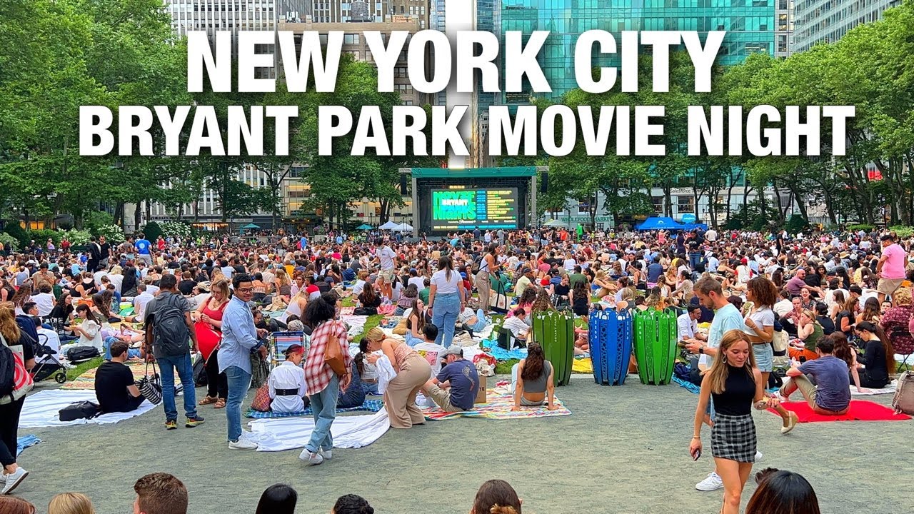 NYC LIVE Bryant Park Movie Night & Times Square on Monday Evening (June