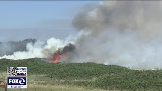 Bradford Island wildfire burns with little resistance from firefighters