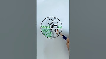 How to draw in circle scenery drawing #art #drawing #shorts