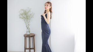 ★Lulus☆サテン♪無地♪カウルネック♪そでなし♪ロングドレス カウルネックサテンマーメイドロングドレス L01200NY