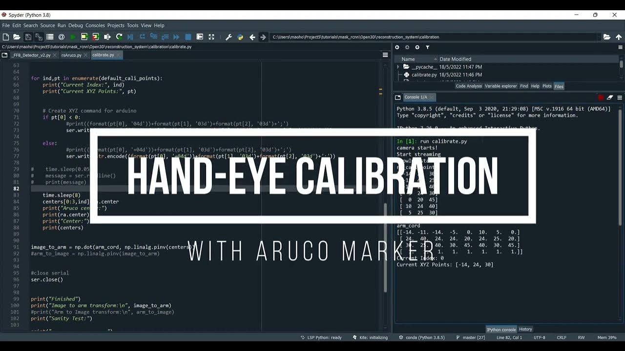 Hand Eye Calibration using Aruco Marker YouTube