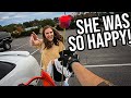 Giving girls FLOWERS on my MOTORCYCLE!