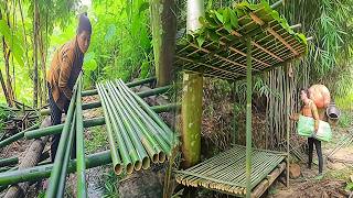 Solo Mom's Dream: Building a Sustainable Bamboo House by the forest height