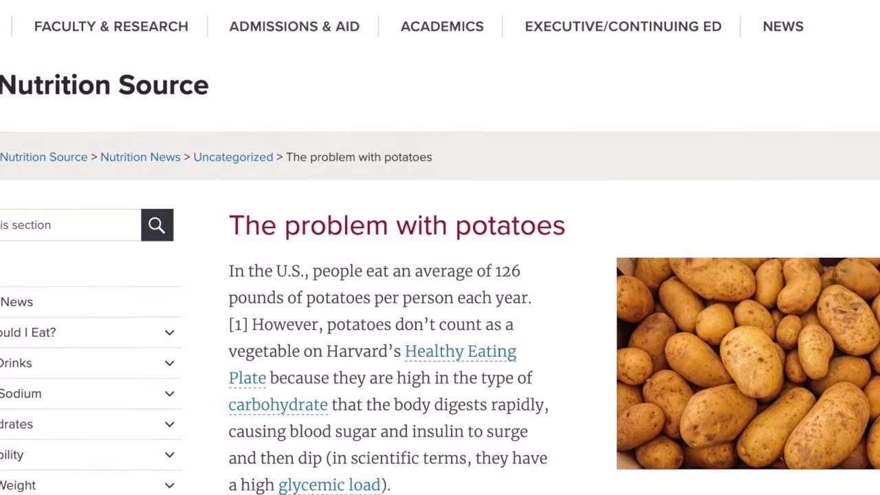 Harvard says potatoes make you fat, cause diabetes?!   HD 720p