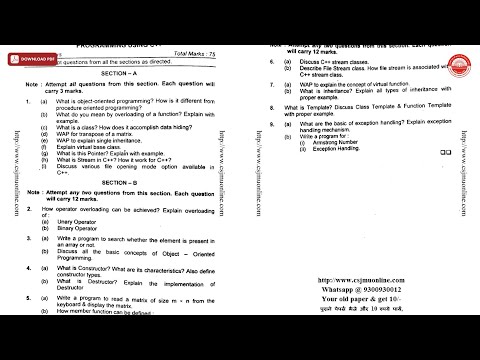 BCA 3RD SEM OBJECT ORIENTED PROGRAMMING USING CPP BCA N DEC 2015 | CSJMU