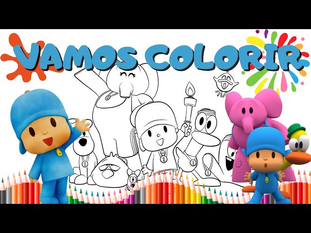 Desenhar E colorir Pocoyo E Seus Amigos 👶👧🏼🐶🐘🦆🐙 Desenhos Para  Crianças 