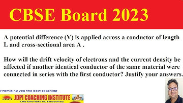 A potential difference (V) is applied across a conductor of length L and cross-sectional area A .how