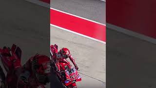 Pecco Bagnaia returning to the garage after technical issues on his bike at Malaysia 2025