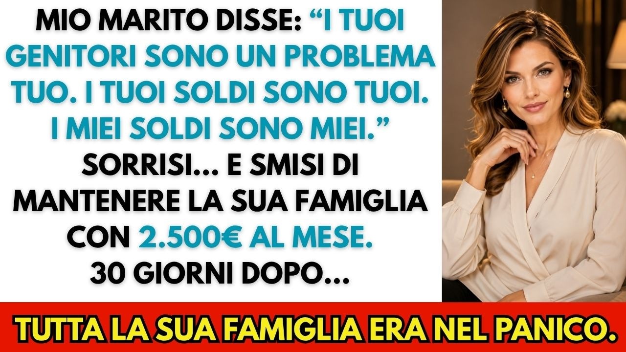 Mio marito seduto a tavola ha guardato mia madre al telefono e ha detto: «I tuoi genitori sono un problema tuo. I tuoi soldi sono tuoi, i miei sono miei». Davanti a tutta la sua famiglia. Nessuno...