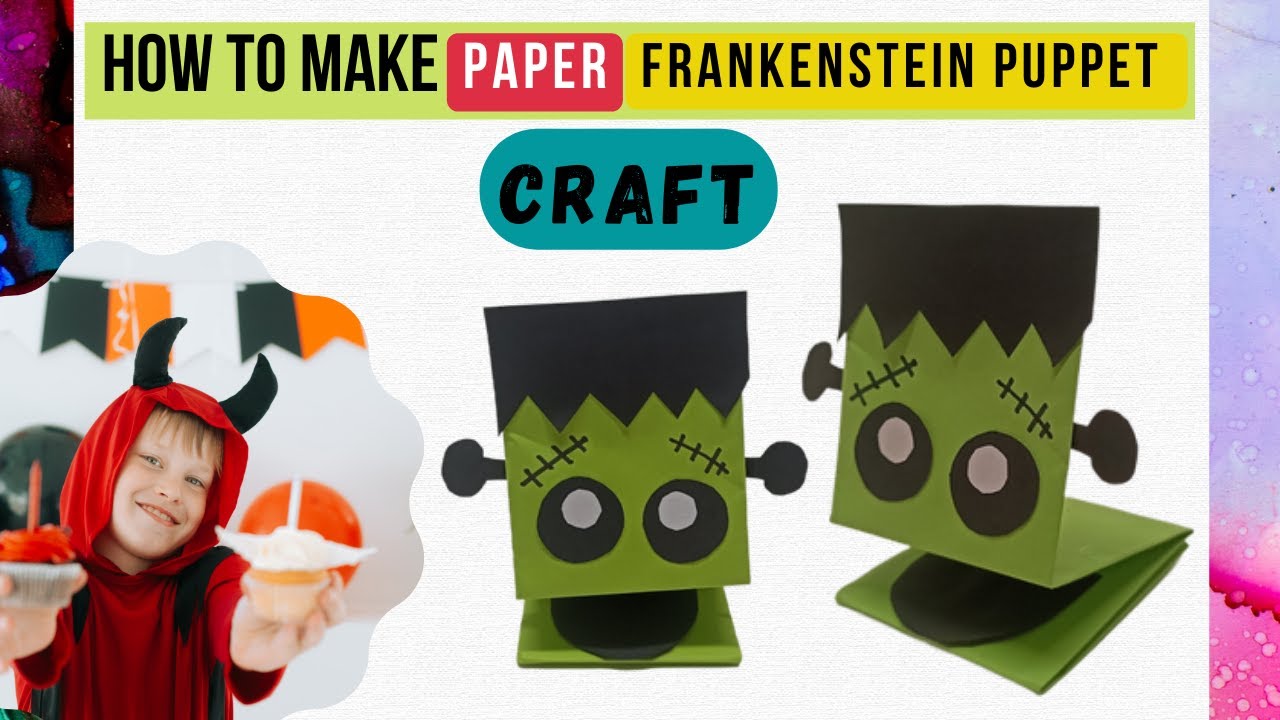 How to make Paper Frankenstein puppet || Frankenstein puppet Craft for ...