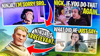 Ninja *THREATENS* Nickmercs..RANDOM FILL ROASTS HIM! Feat Ninja & CouRageJD