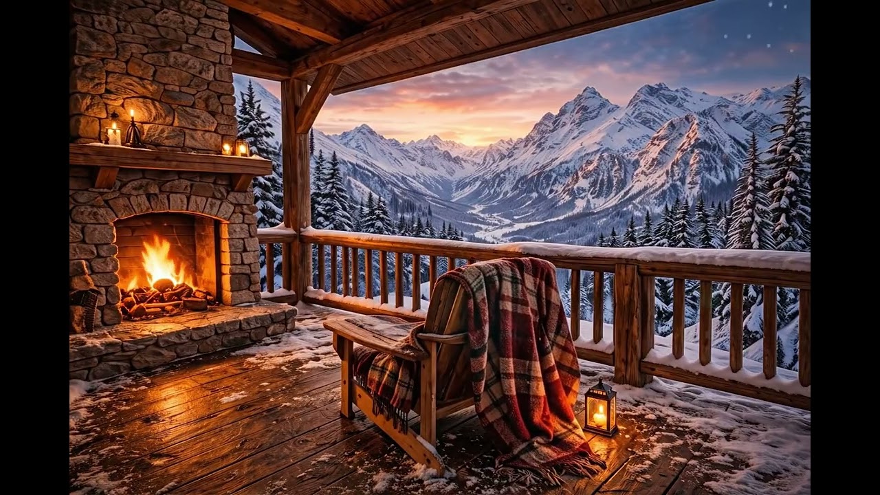 Cozy Fireplace Lofi 🔥 Relax, Study & Sleep in the Mountains