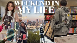 weekend in my life 🍂🧸☕️ reading iron flame & powerless, hockey in pittsburgh, book pr haul + more!