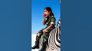 Army Girl & Zebra Saved a Apple🍎 tree🥺 #zebra #ai #shorts #save #apple #army #truck #youtubeshorts