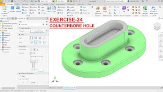 Autodesk Inventor 2023 Exercise 24-Counterbore Hole