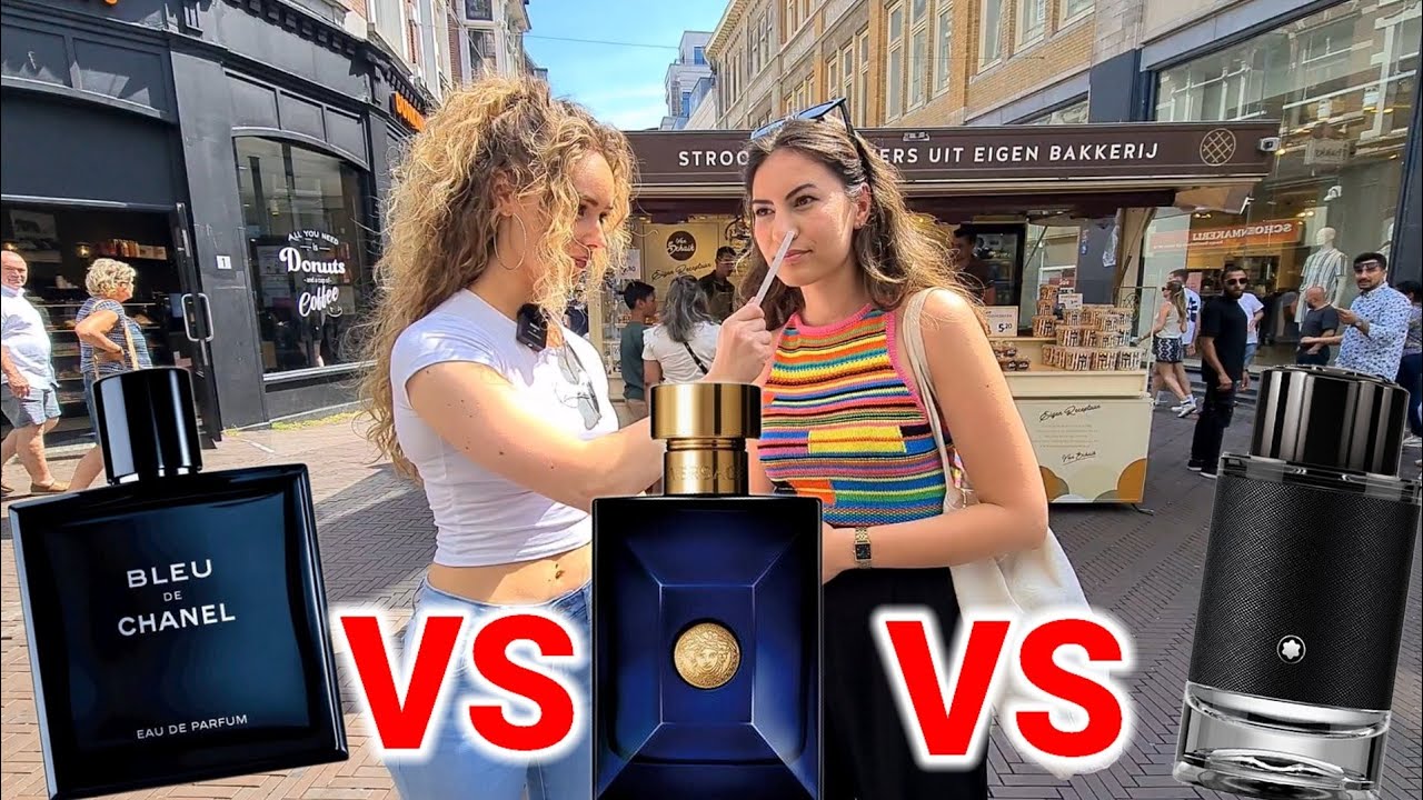 Women React to Versace Dylan Blue, Bleu de Chanel & Montblanc Explorer 💥  Fragrance Street Reaction 