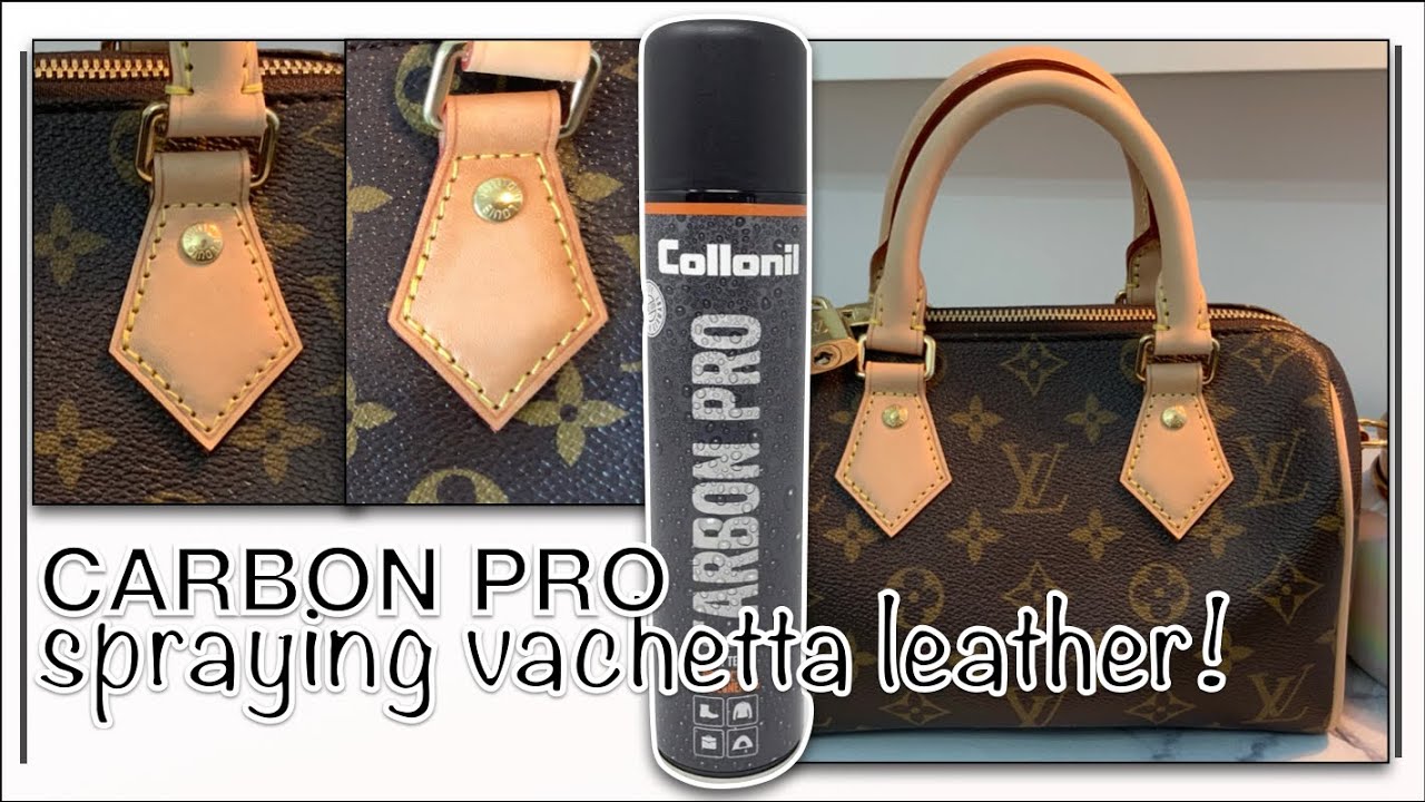 Spraying my Louis Vuitton Speedy 20 with Carbon Pro waterproofing spray! 