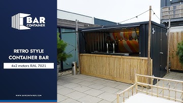Retro Style Backyard Container Bar with Colorful Interior